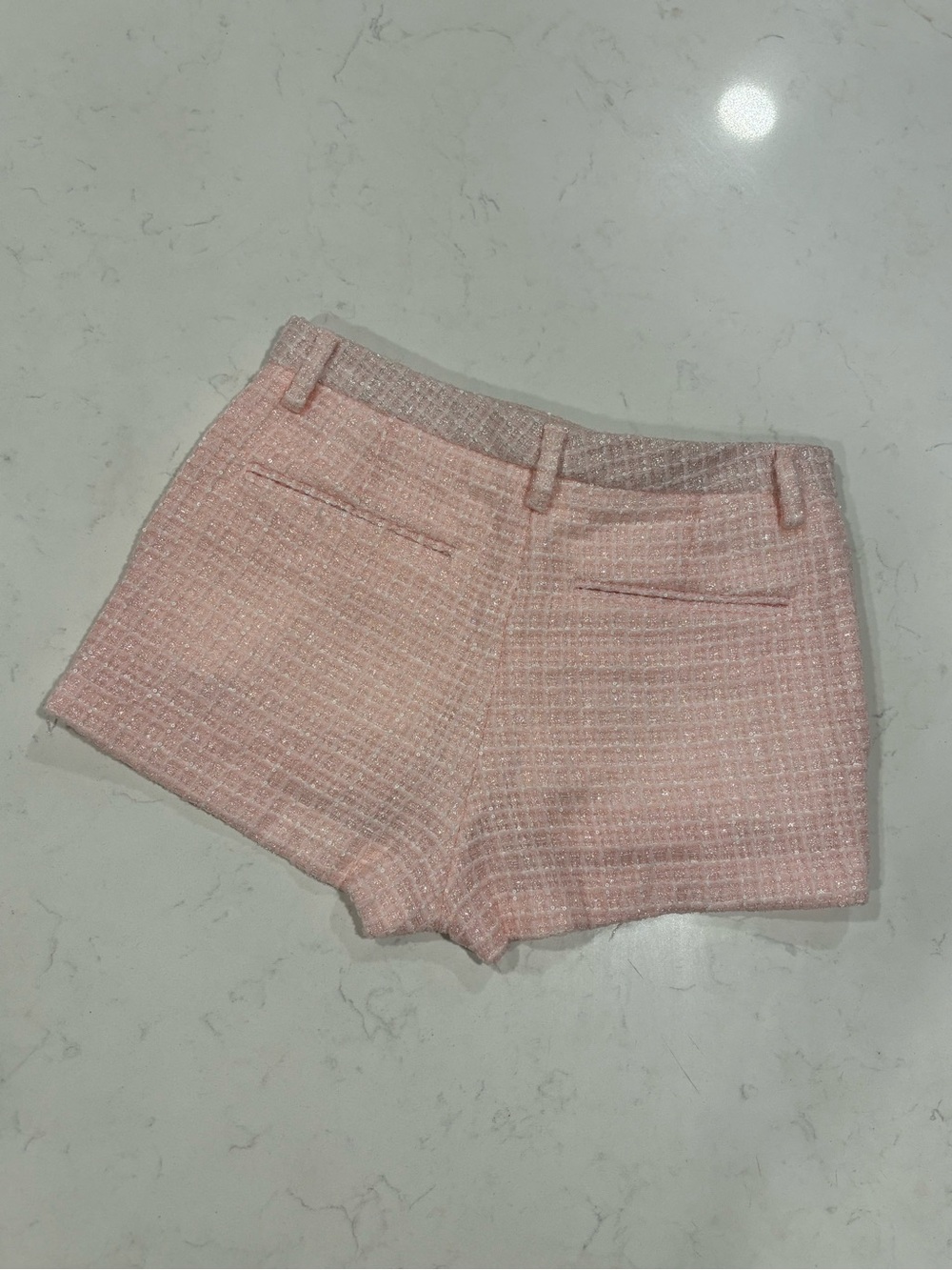 Alessandra Rich Pink Tweed High-Waist Shorts - Picture 2 of 4